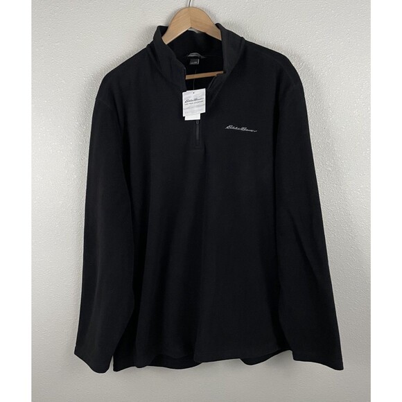 Eddie Bauer Mens XXL Black Quarter Zip Polar Fleece - Picture 1 of 7